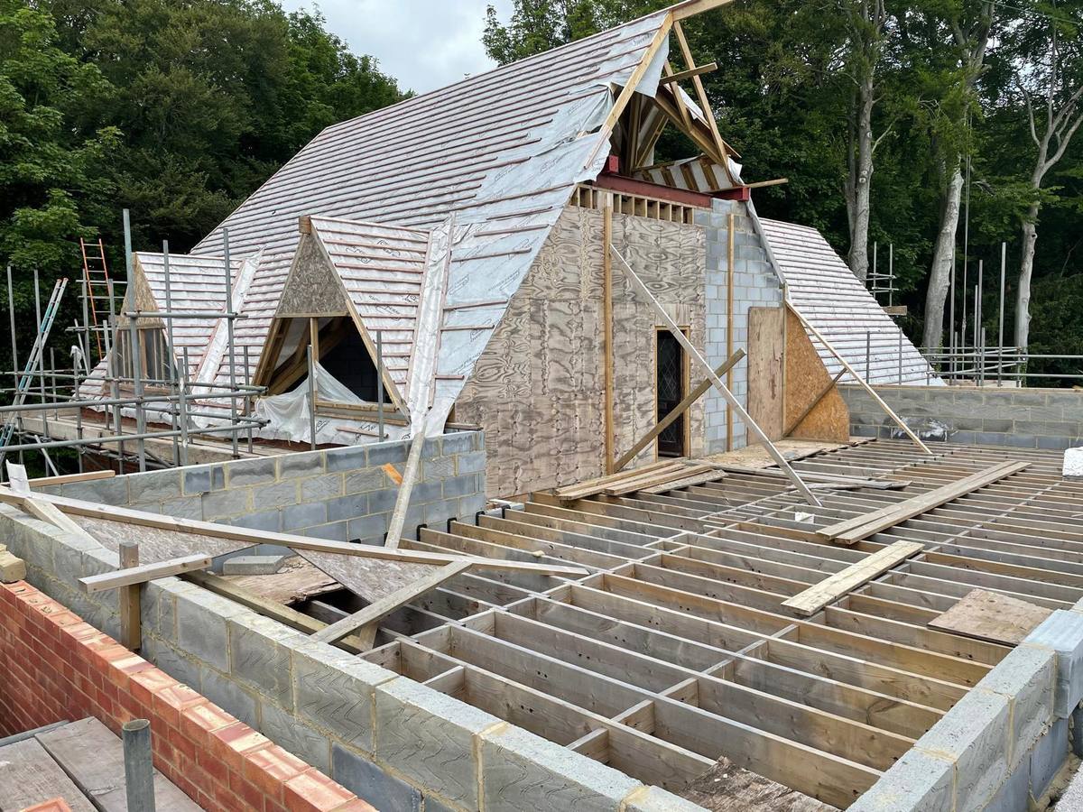 Aprilwood House — roof structure during works