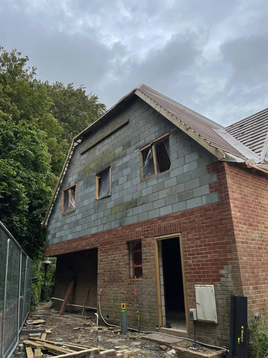Aprilwood House — external walls during works