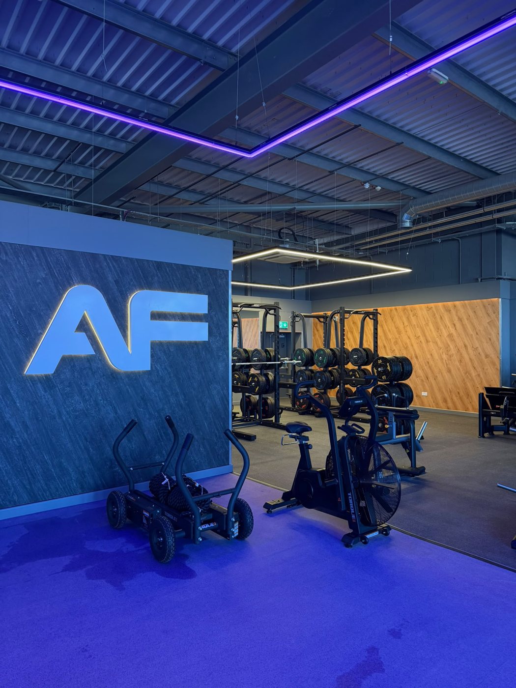 Anytime Fitness Gateshead — refurbished gym floor with AF feature wall